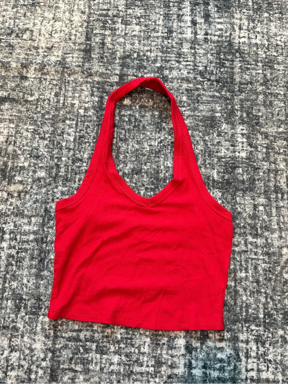 Fashion Nova Red Ribbed Halter Crop Top Size Small